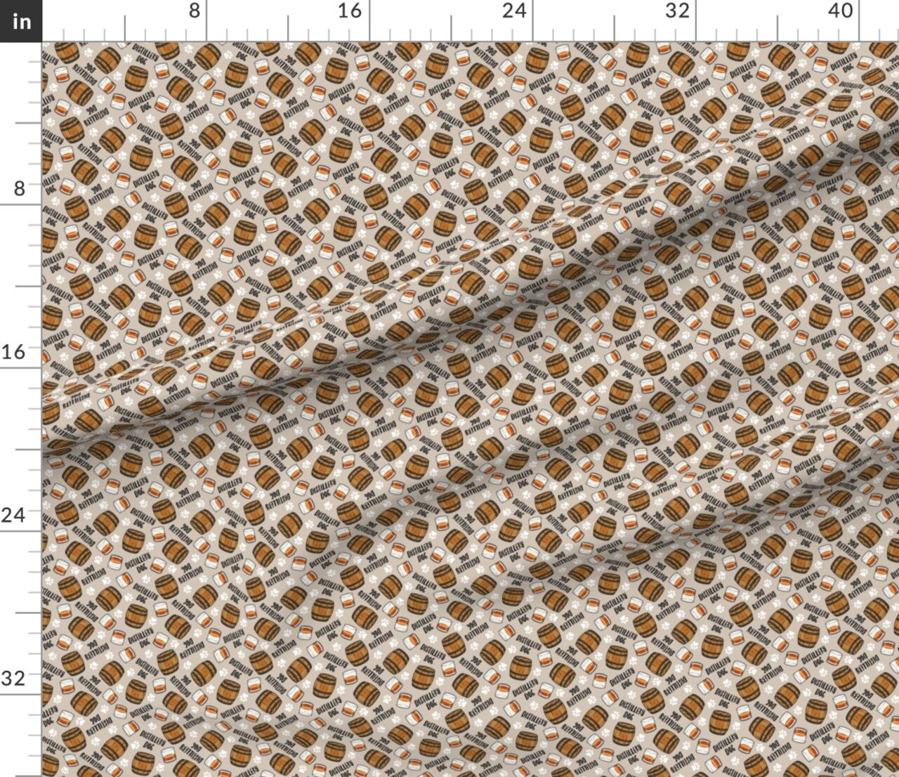 Various Fabrics by the Yard or Fat Quarter Whisky Barrel Cute Whiskey Liquor Bourbon Dogs Animals Paw Print Beer Custom Printed Fabric by Spoonflower